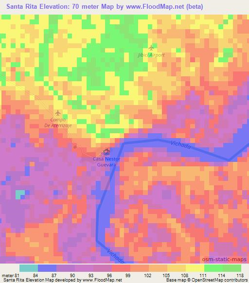 Santa Rita,Colombia Elevation Map