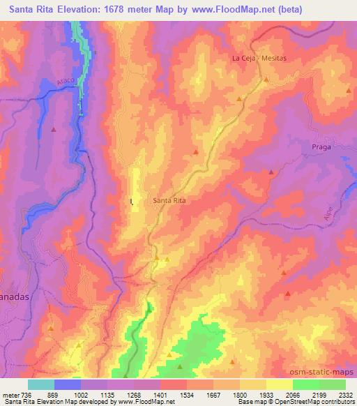 Santa Rita,Colombia Elevation Map