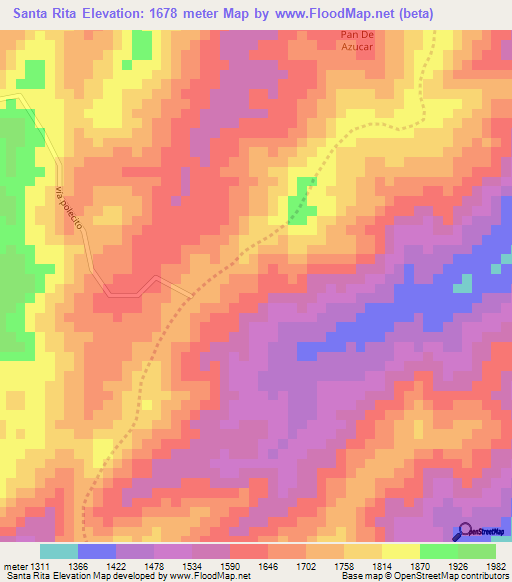 Santa Rita,Colombia Elevation Map