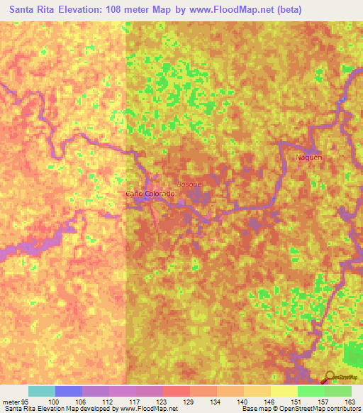 Santa Rita,Colombia Elevation Map