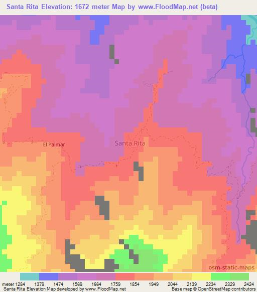 Santa Rita,Colombia Elevation Map