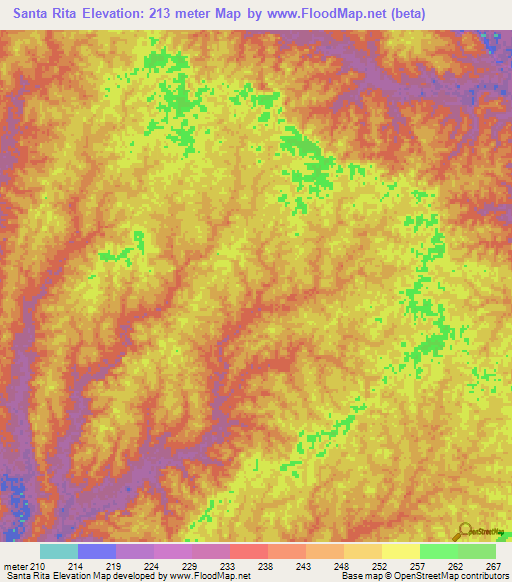 Santa Rita,Colombia Elevation Map