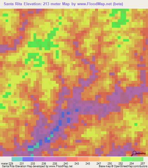 Santa Rita,Colombia Elevation Map