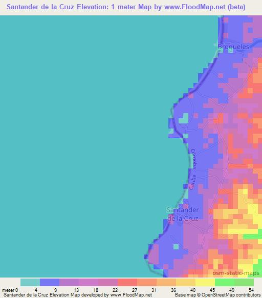 Santander de la Cruz,Colombia Elevation Map