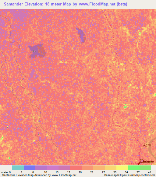 Santander,Colombia Elevation Map