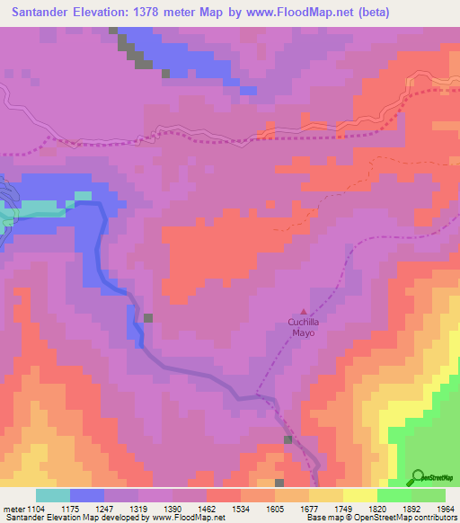 Santander,Colombia Elevation Map