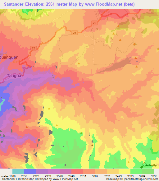 Santander,Colombia Elevation Map