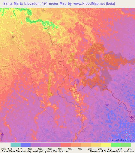 Santa Marta,Colombia Elevation Map