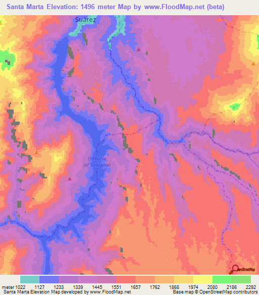 Santa Marta,Colombia Elevation Map