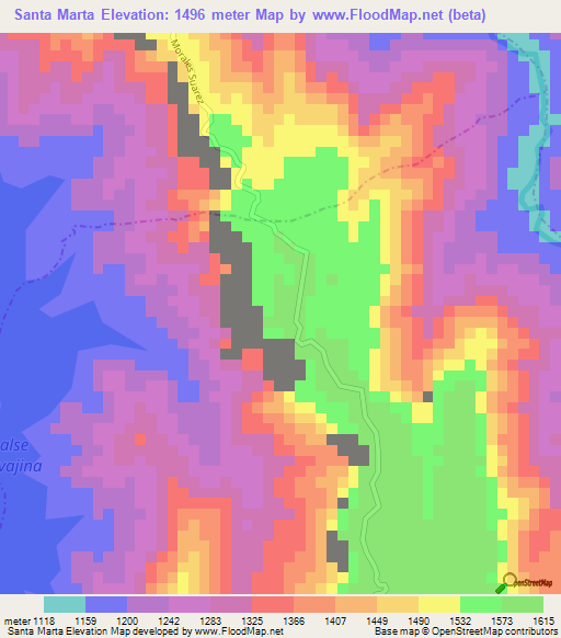 Santa Marta,Colombia Elevation Map