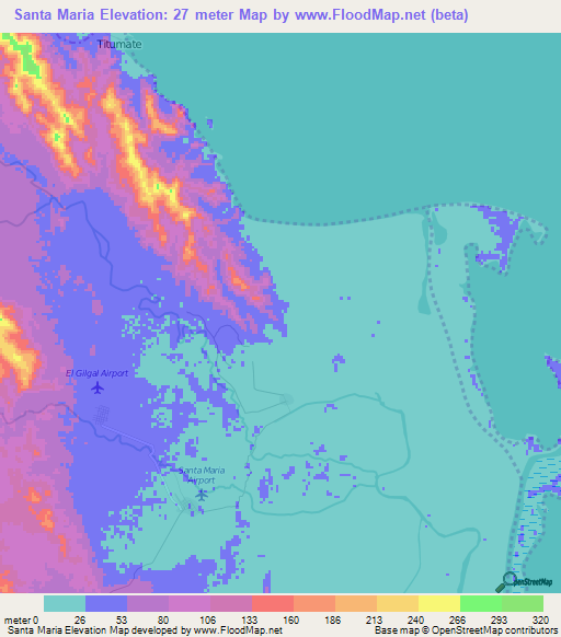 Santa Maria,Colombia Elevation Map