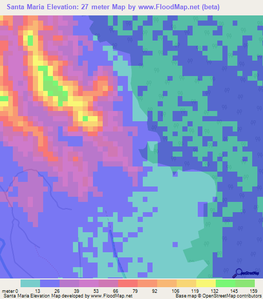 Santa Maria,Colombia Elevation Map