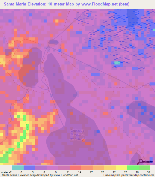 Santa Maria,Colombia Elevation Map