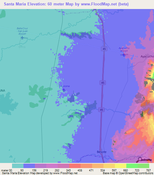 Santa Maria,Colombia Elevation Map