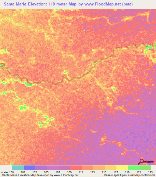 Santa Maria,Colombia Elevation Map