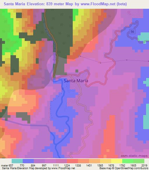 Santa Maria,Colombia Elevation Map