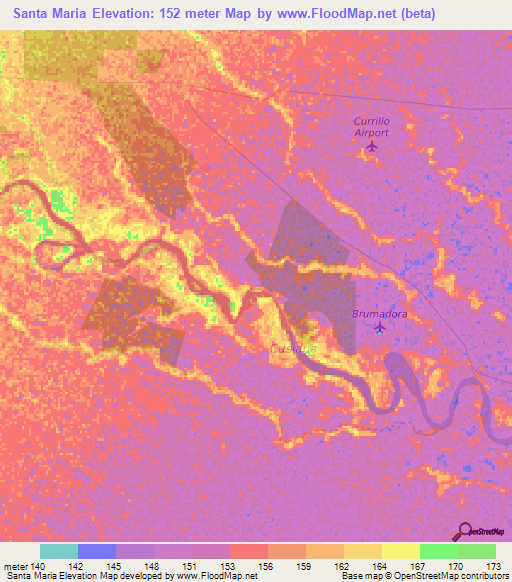 Santa Maria,Colombia Elevation Map