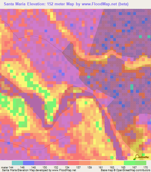 Santa Maria,Colombia Elevation Map