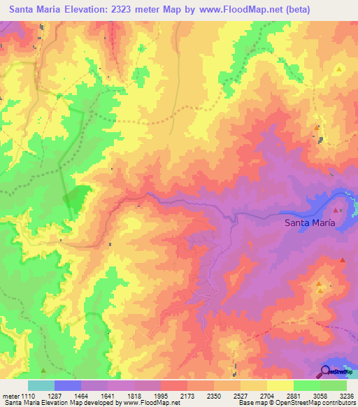 Santa Maria,Colombia Elevation Map