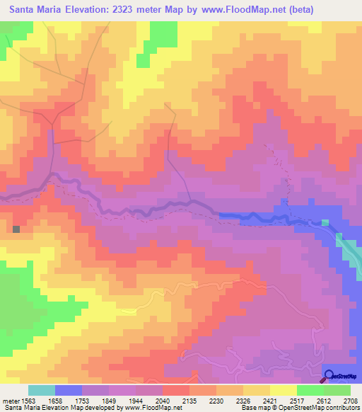 Santa Maria,Colombia Elevation Map