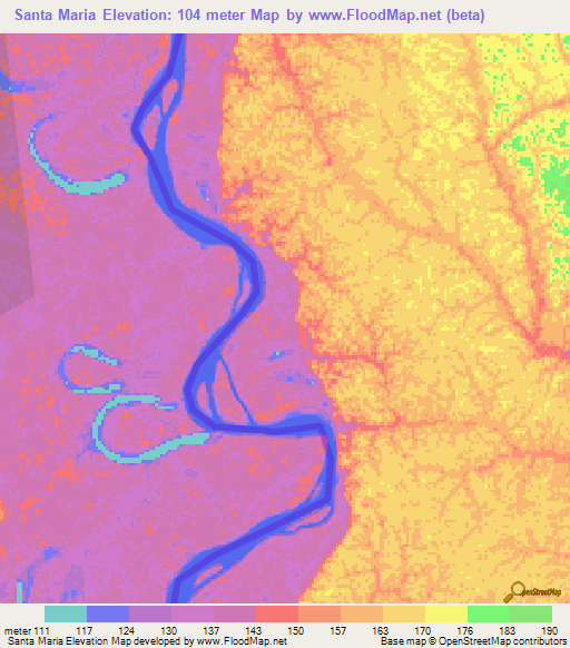 Santa Maria,Colombia Elevation Map