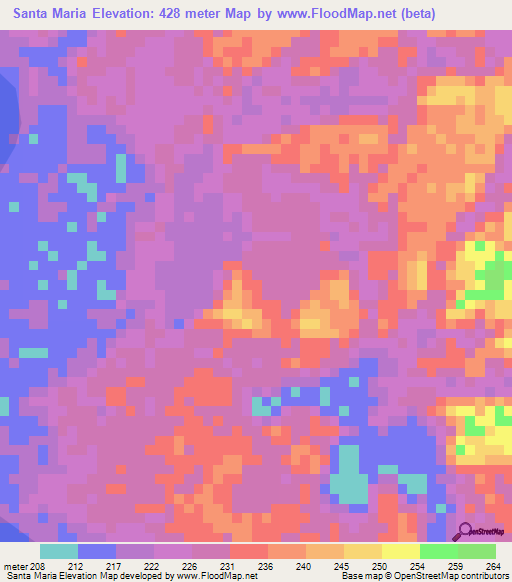 Santa Maria,Colombia Elevation Map