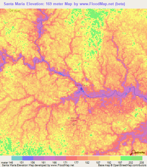 Santa Maria,Colombia Elevation Map