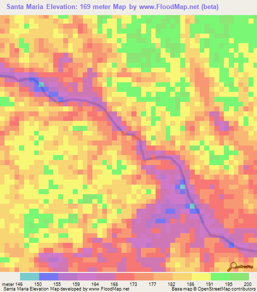 Santa Maria,Colombia Elevation Map