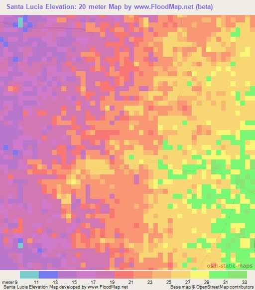 Santa Lucia,Colombia Elevation Map