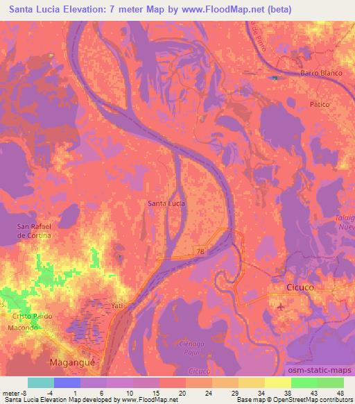 Santa Lucia,Colombia Elevation Map