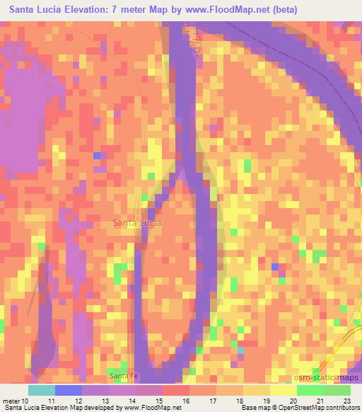 Santa Lucia,Colombia Elevation Map