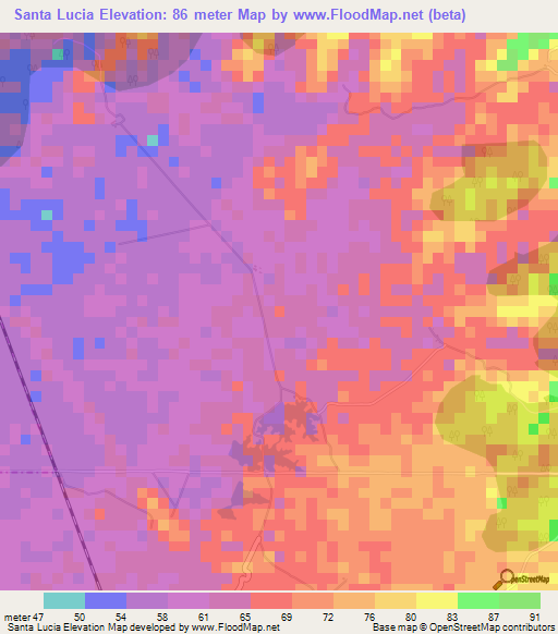 Santa Lucia,Colombia Elevation Map