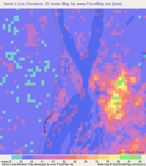 Santa Lucia,Colombia Elevation Map