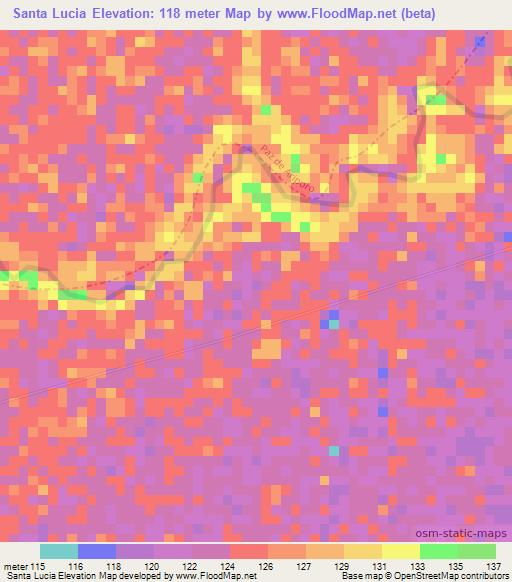 Santa Lucia,Colombia Elevation Map