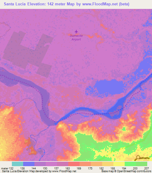 Santa Lucia,Colombia Elevation Map