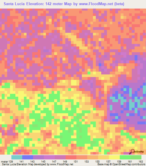 Santa Lucia,Colombia Elevation Map