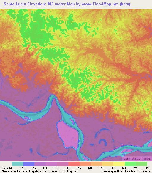 Santa Lucia,Colombia Elevation Map