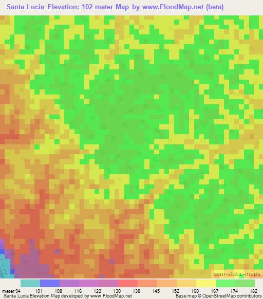 Santa Lucia,Colombia Elevation Map