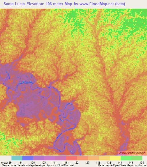 Santa Lucia,Colombia Elevation Map