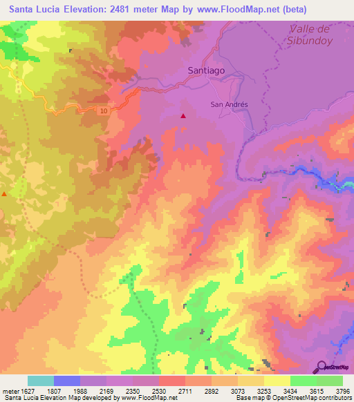 Santa Lucia,Colombia Elevation Map