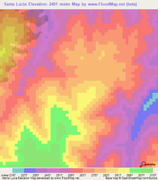 Santa Lucia,Colombia Elevation Map