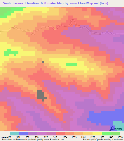 Santa Leonor,Colombia Elevation Map