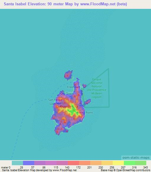 Santa Isabel,Colombia Elevation Map