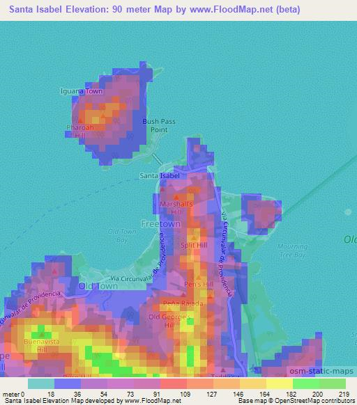 Santa Isabel,Colombia Elevation Map