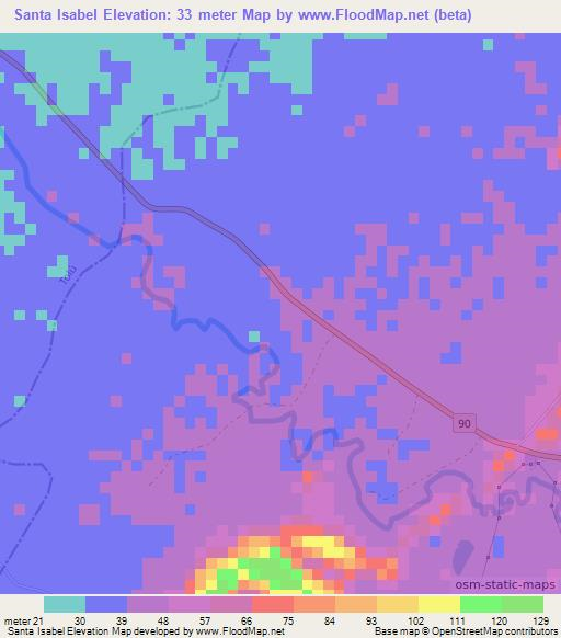 Santa Isabel,Colombia Elevation Map