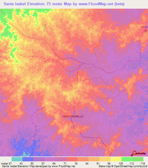 Santa Isabel,Colombia Elevation Map