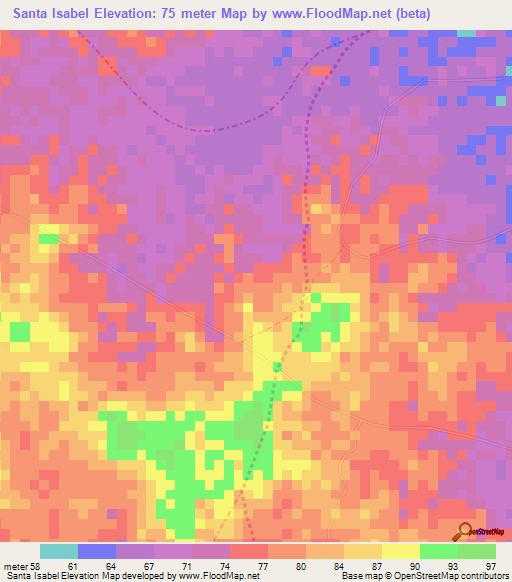 Santa Isabel,Colombia Elevation Map