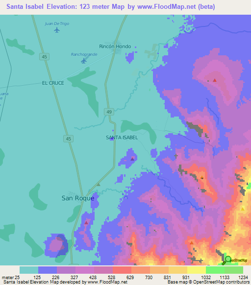 Santa Isabel,Colombia Elevation Map