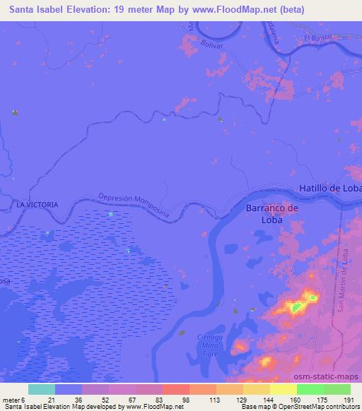 Santa Isabel,Colombia Elevation Map