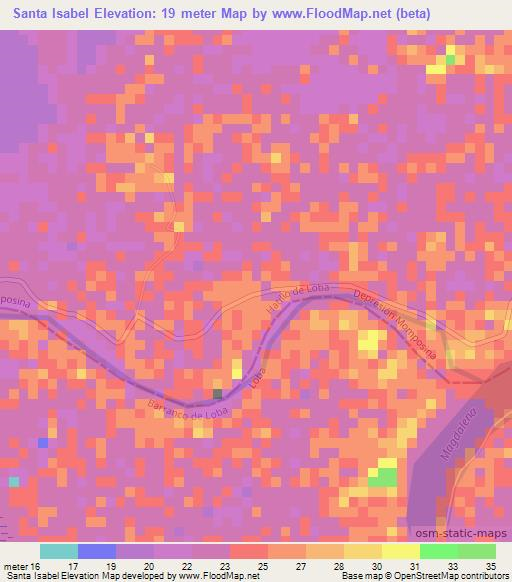 Santa Isabel,Colombia Elevation Map